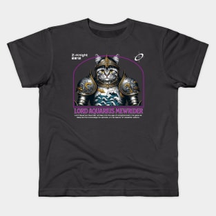 Aquarius Cat Knight - Celestial Zodiac Warrior Kids T-Shirt